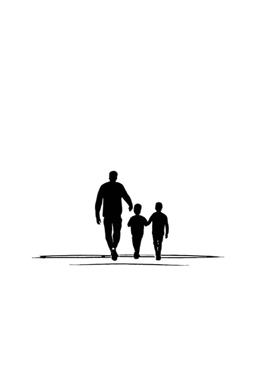 Dad And Son Walking Away