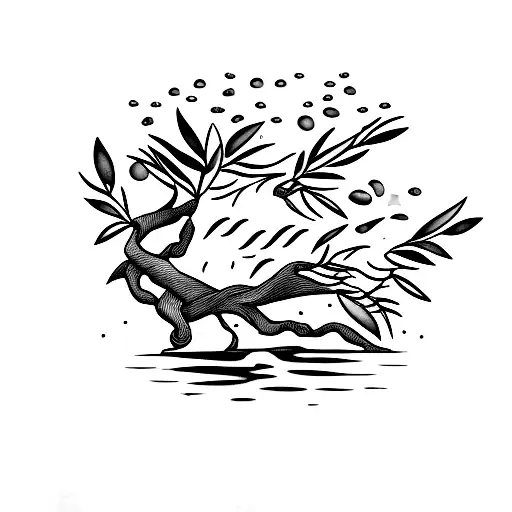 Olive Tree With Roots And Water