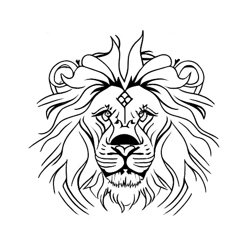 Lion Head With 2 Pisces And Capricorn