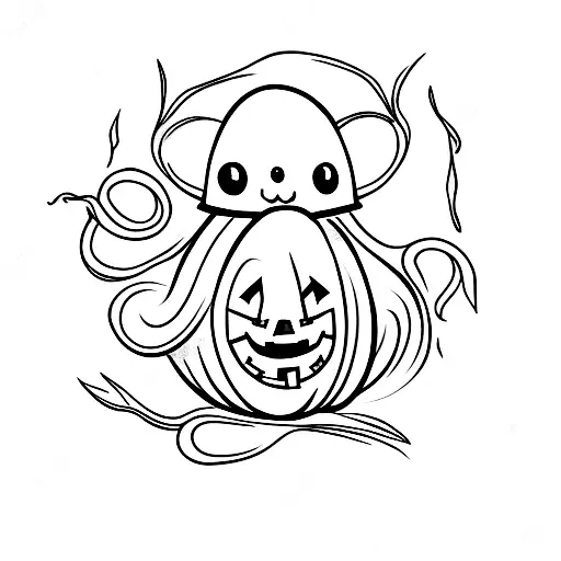 Cute Ghost Holding A Pumpkin