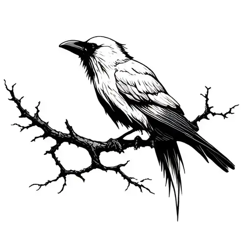 Goth Raven Banner Perched Branch