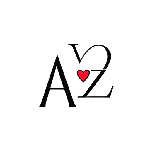 Semicolon With Heart And Initials A And Z Character