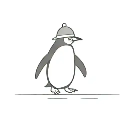 Penguin Walking Sideways With Ruffy Hat On Hit Head Simple