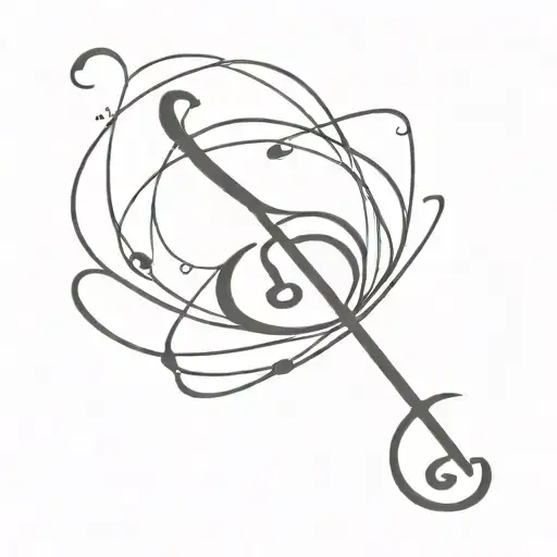 A Minimalist Tattoo Of A Music Note Intertwined With A Wand From Harry Potter