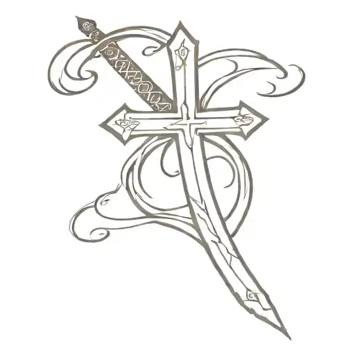 Sword In The Shape Of A Cross Design Decor