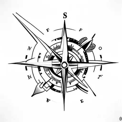 A Minimalist Tattoo Of A Compass Embedded In A Cooking Spoon