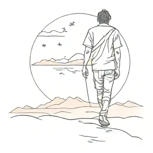 Traveller Walking Sunset