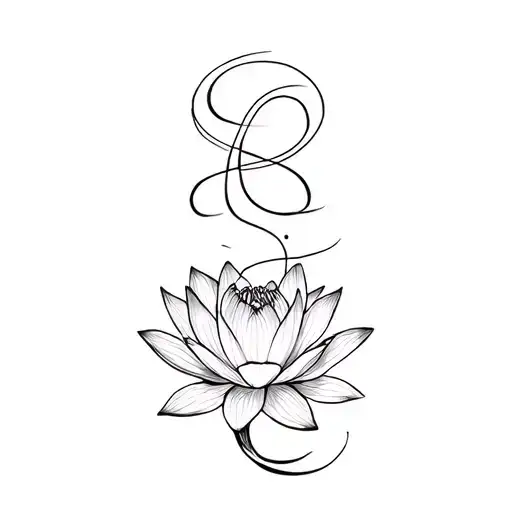 Water Lily And Gemini Zodiac Sign Intertwined