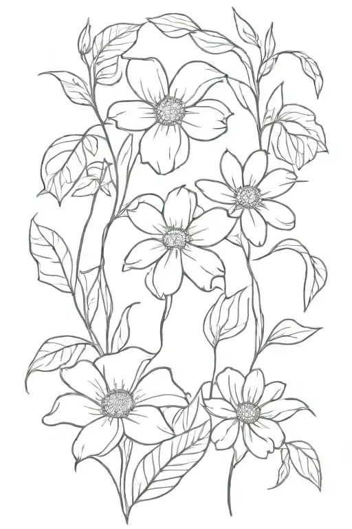 Daisies And Elephant Ear Leaves