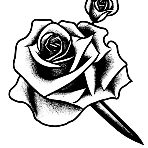 Rose Combined With A Sword With A Dragon On Top Of It