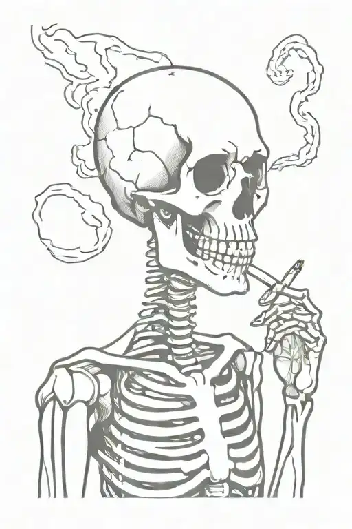 Skeleton Lighting A Cigarette