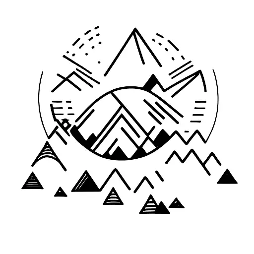 A Minimalist Tattoo Of A Trading Graph With Mountains In The Background