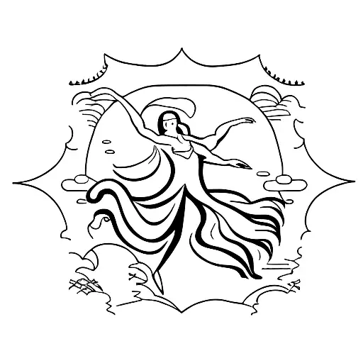 A Minimalist Tattoo Of A Tarot Card With A Dancer Silhouette