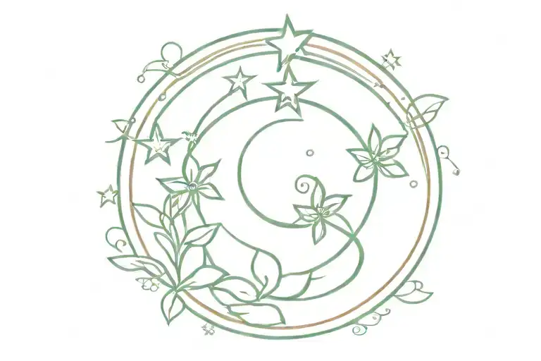 Rising Sun With The Word Dsj And Stars Arround Along With Clover Leaf