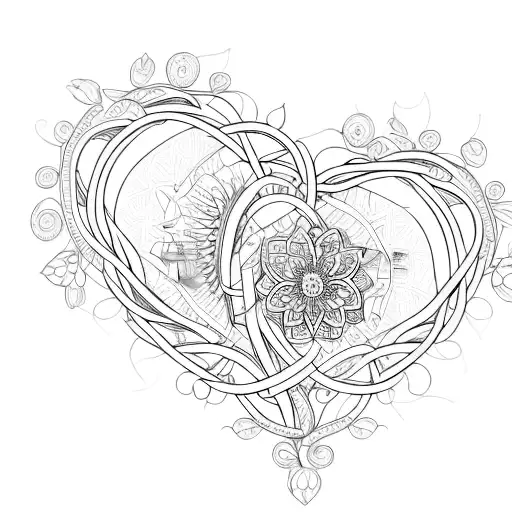 Two Entwined Hearts Made Of Intricate Floral Patterns