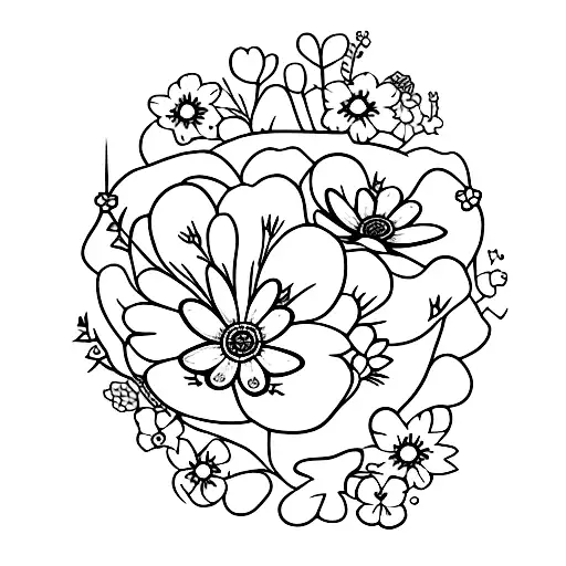 Forget-me-not Flowers And Kodiak Bear