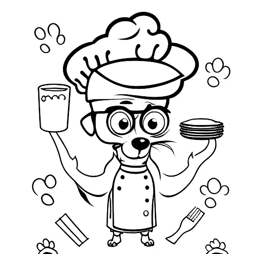 A Whimsical Tattoo Of A Dog Chef Preparing A Delicious Meal