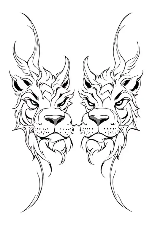 Foo Dog Pair Face Forward