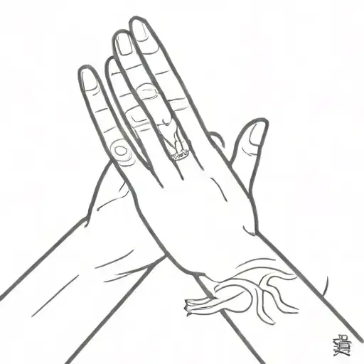 An Angel And Devil Touching Fingers