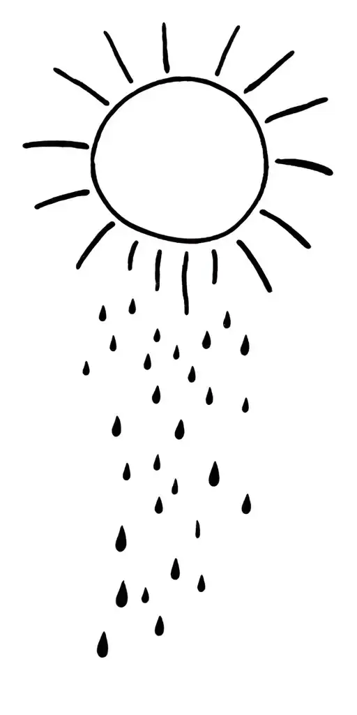 Sun With Rain Falling Off Of The Bottom
