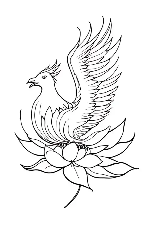 Phoenix Rising From A Lotus Flower