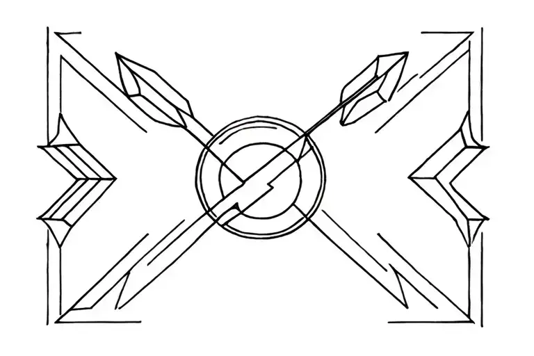 Geometric Persephone Arrow Surrounded With Geometric Shapes Symbolizing Her Abilities