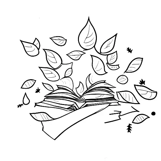 Pile Of Books Top Book Is Open All The Leaves Fly Away From It