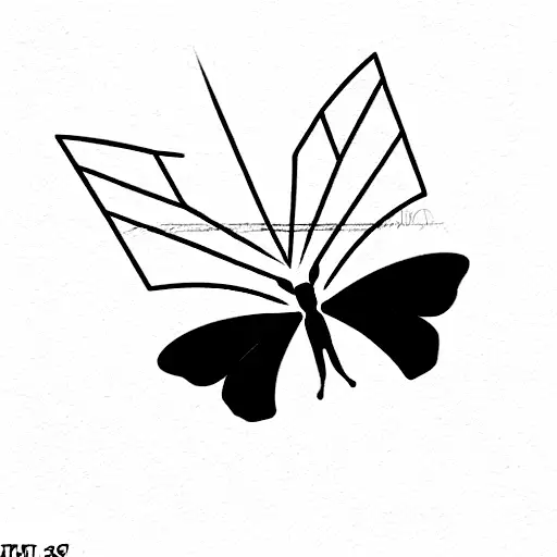 Half Diamond And Half Butterfly Minimalist Design