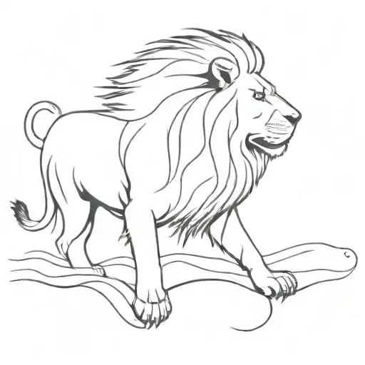 A Lion That Its Mane Is A Big Flowing River