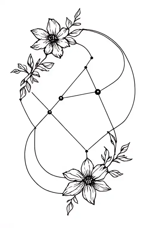 Constellations Intertwined With Flowers