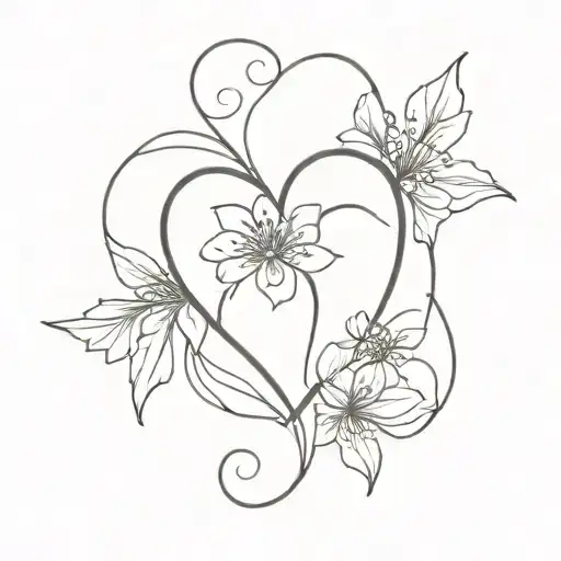 Heart Shape With Birth Flower Intertwined