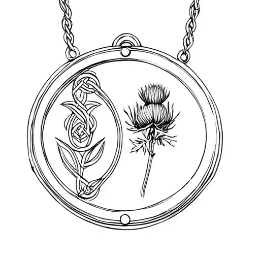Locket With Celtic Knot Inside On Left And Botanical Press Thistle Inside On Right