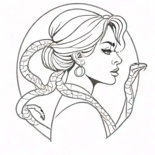 Female With Snake Wrapped Round