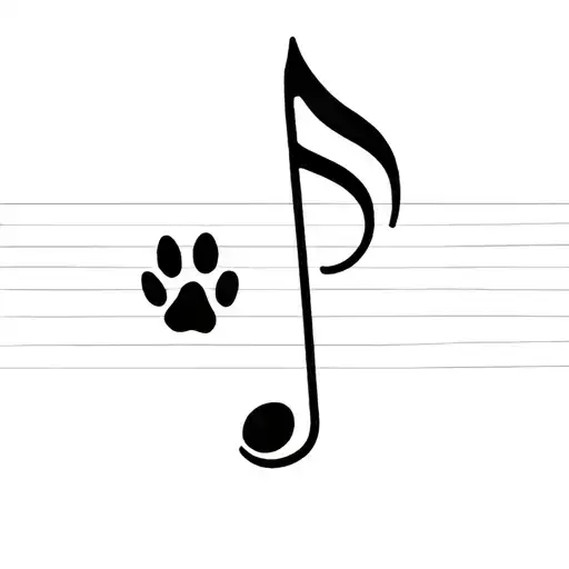 Music Note With Paw Print At The End Of The Note