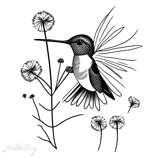 Hummingbird With Dandelion