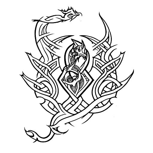 Incorporate The Elvish Script With The Silhouette Of Smaug