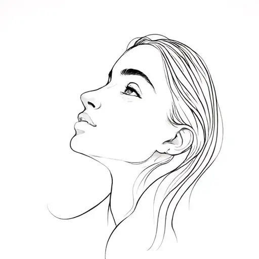 Beautiful Womans Face Looking Up