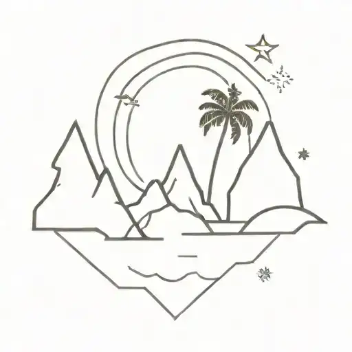 Iceberg And Mirror Of Sky And Stars And Sea And Palm Tree