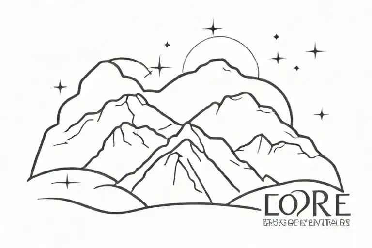 Mountain Silhouette With Orion Constellation Above And The Word Explore Beneath