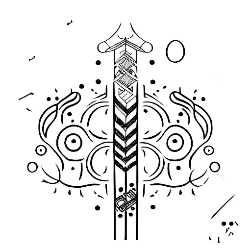 A Dotwork Tattoo Of A Music Sheet Merging With An Ancient Egyptian Papyrus Scroll