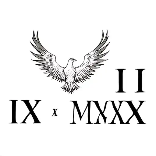 Roman Numerals Ix Ii Mmxx With A Rising Phoenix