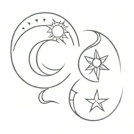 Initials Aj & Lj And A Sun Moon Design