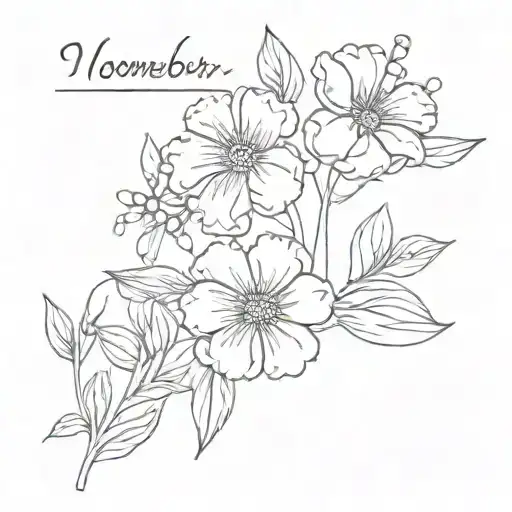 November And October Birth Flower With Words Grow As You Go