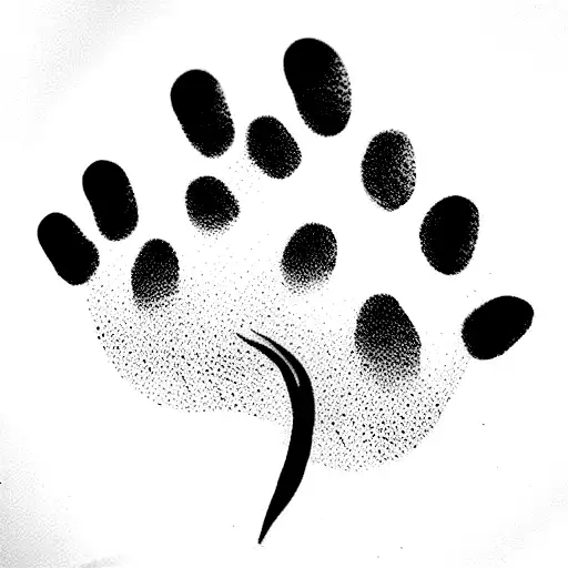 Dog Paw Print With Roots Growing Into A Plant