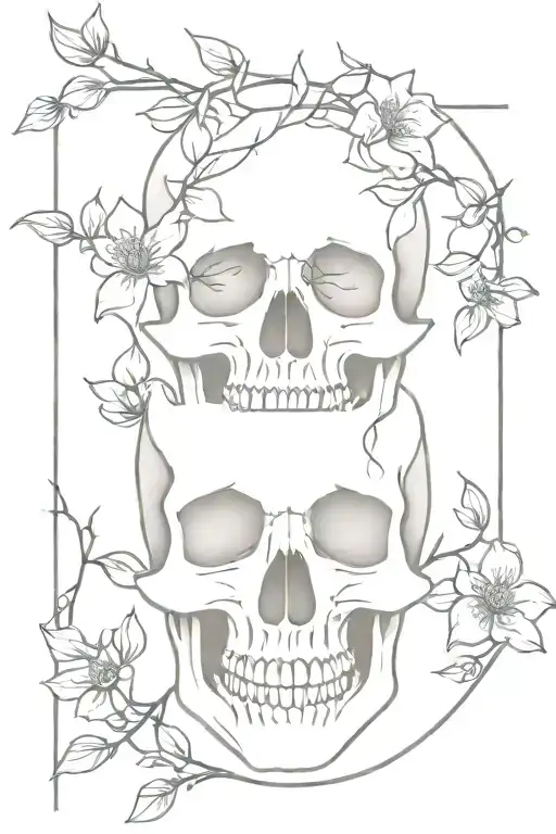 Skull Hand Back Tattoo With Flowers And Vines Growing