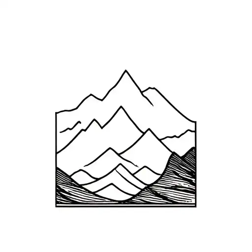 A Minimalist Design Of A Wave Merging Into A Mountain Landscape With A Subtle Reference To Running