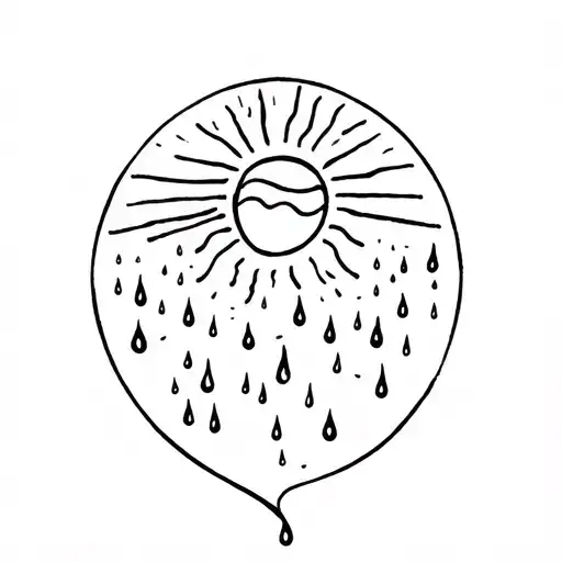 A Rising Sun Melting Into Rain Drops