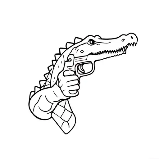 Crocodice Holding A Gun