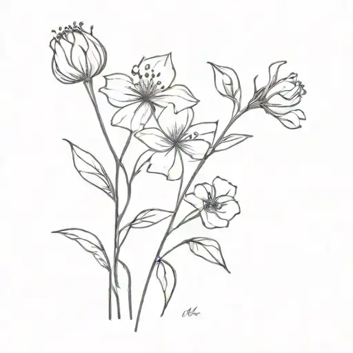 April And May Flower Bouquet Fine Line