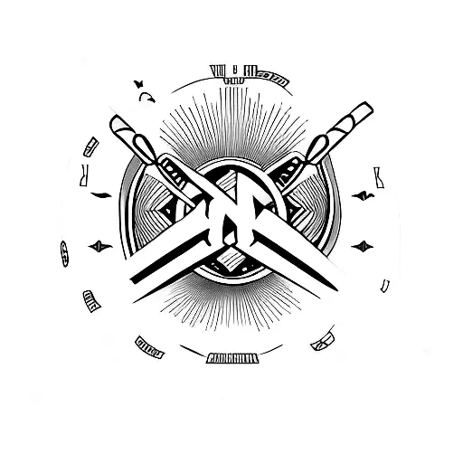 Drumsticks Forming The Roman Numeral V Against An Ocean Backdrop